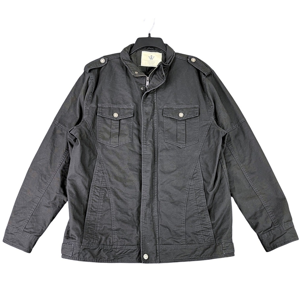 WenVen Military Field Jacket Men XL Full Zip Epaulettes Utility Casual Outerwear